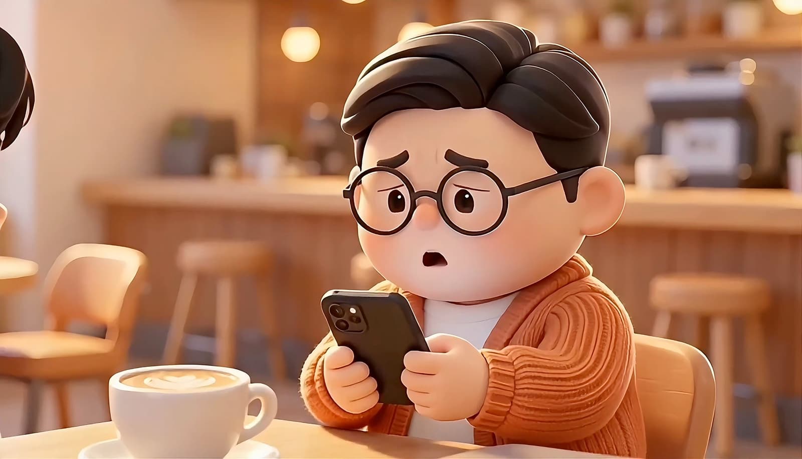 A person looking surprised and worried after checking a phone